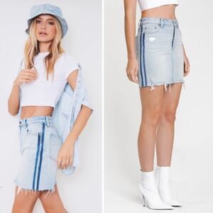 Pistola Sierra Side Stripe High Rise Denim Mini Skirt Light Wash Size 27